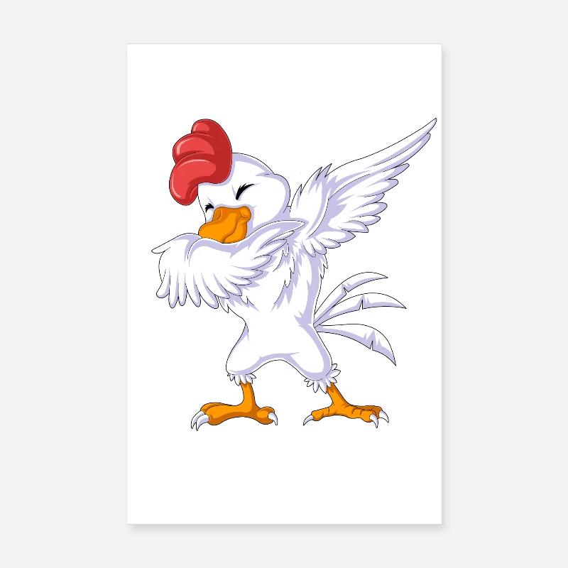 Dabbing Chicken Funny Dancing Poultry Gift Poster 8" x 12" (20x30 cm)