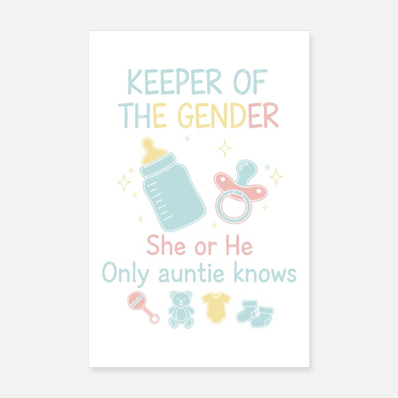 Gender Reveal Hüter des Geschlechts, das sie oder er Poster 20x30 cm