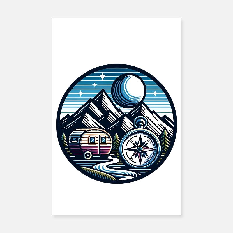 Camping Compass Poster 8" x 12" (20x30 cm)