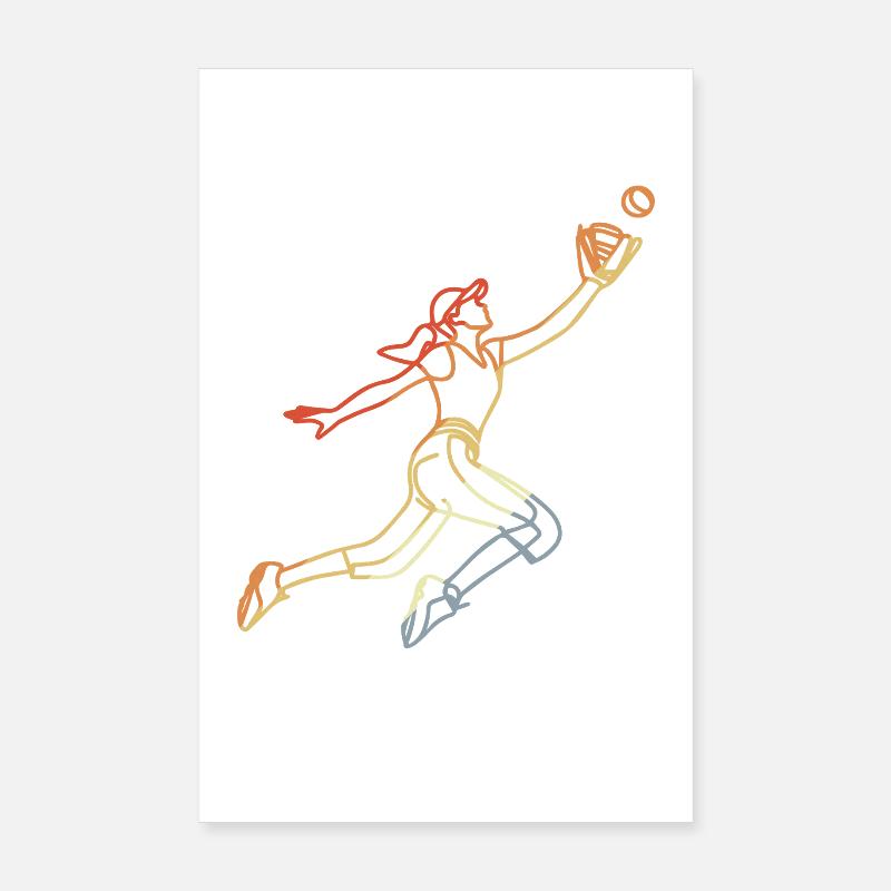 Sketch de joueuse de baseball Poster 20 x 30 cm