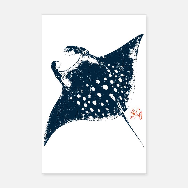 Rochen mit Kanji Stempel Poster 20x30 cm