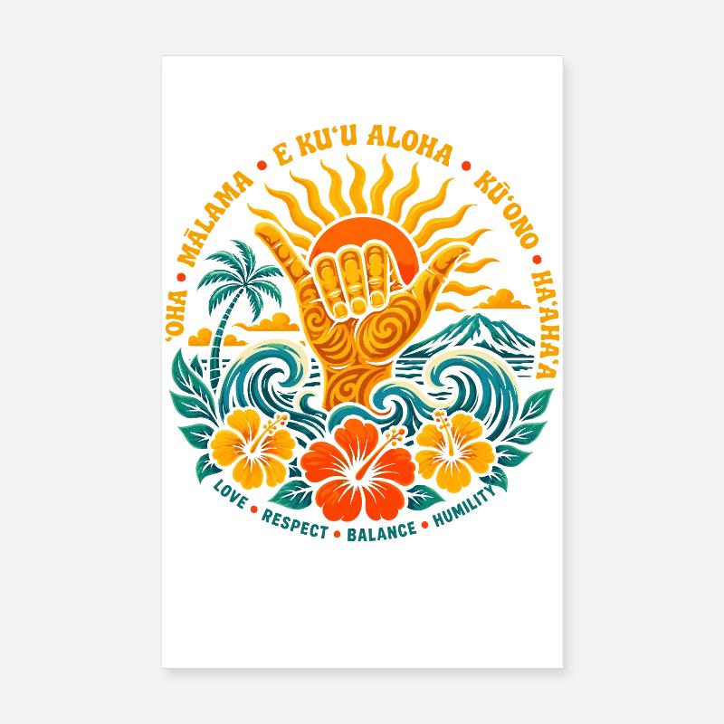 Aloha Shaka Werte Poster 20x30 cm
