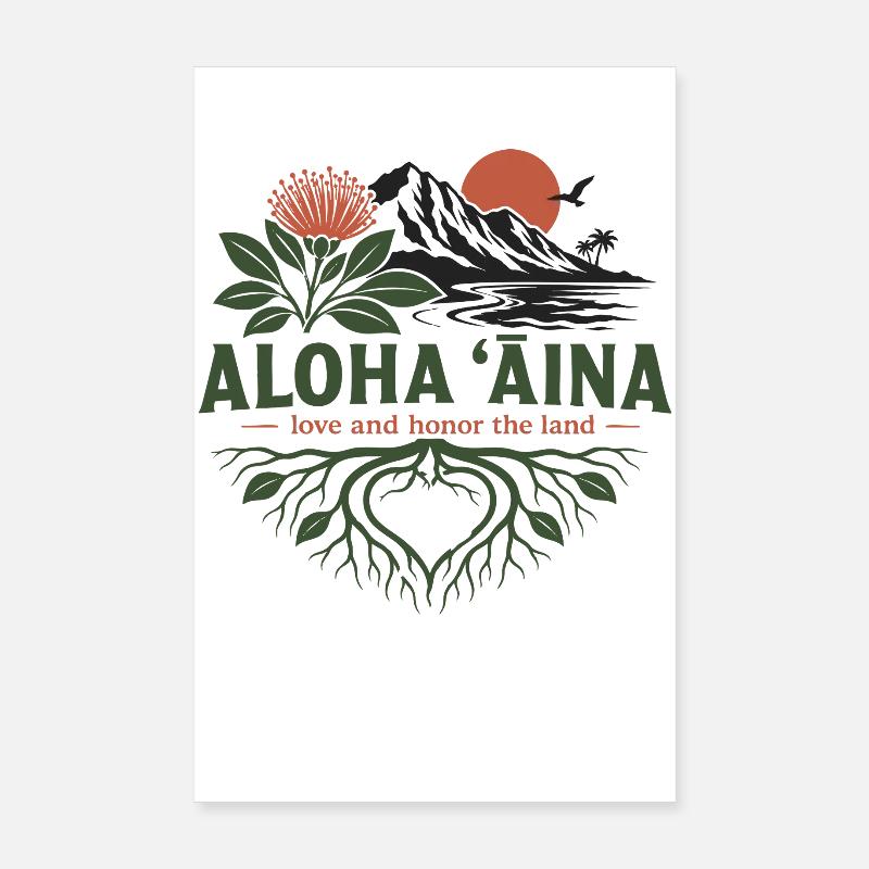 Aloha Aina Roots Poster 8" x 12" (20x30 cm)