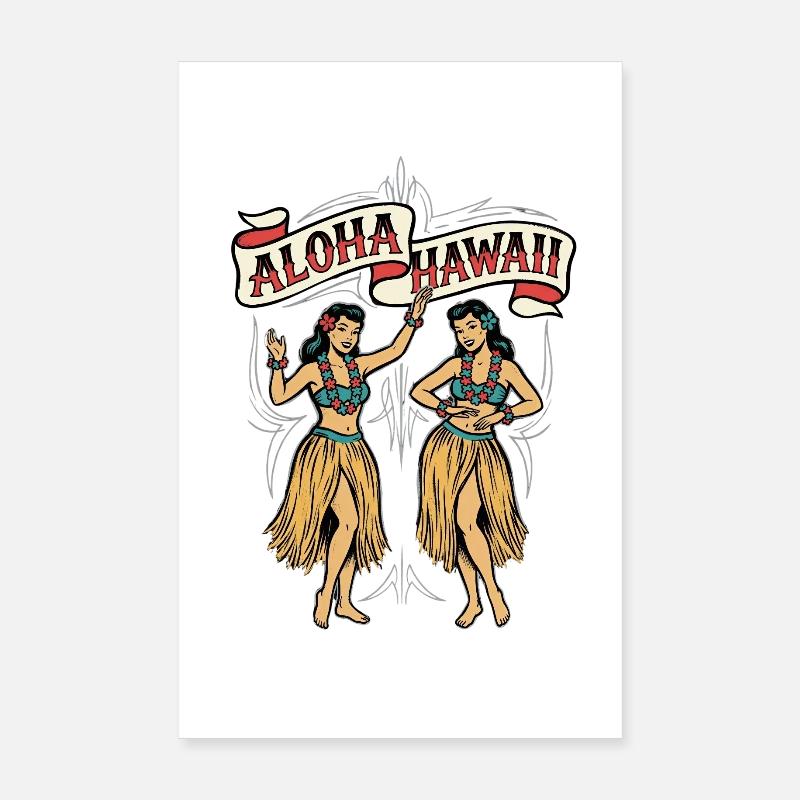 Aloha Hula Dancers Poster 8" x 12" (20x30 cm)