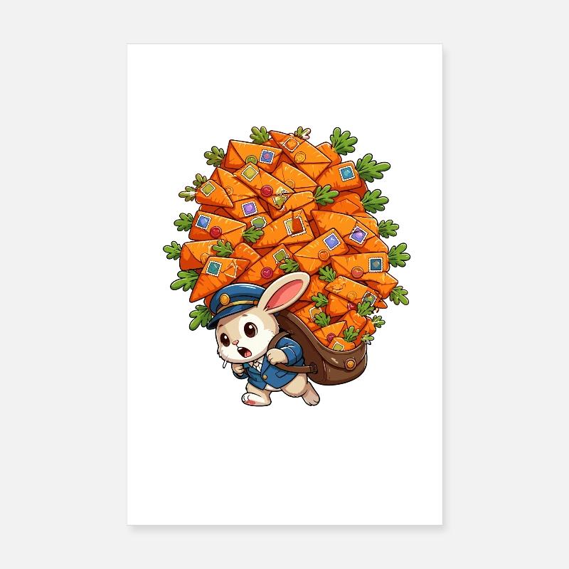 Rabbit Postman and Carrot Packages Poster 8" x 12" (20x30 cm)