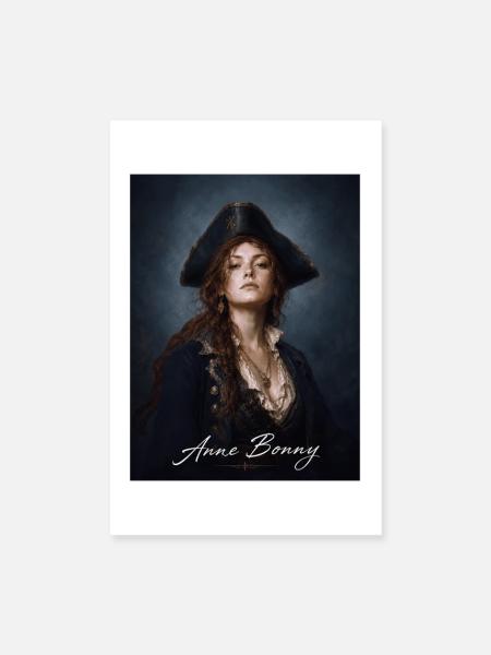 Anne Bonny Piratin Portrait - Poster 20x30 cm - Weiß - Vorne