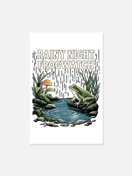 RainY Night Frogwatch Wetland Wildlif - Poster 20x30 cm - Weiß - Vorne