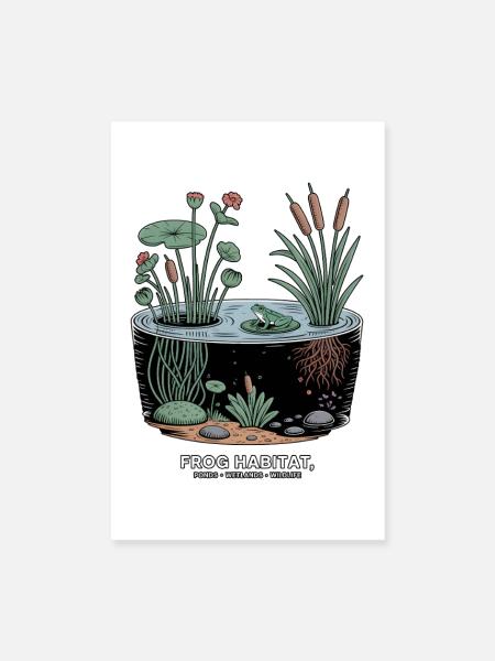 Frog Habitat Wetland Wildlif - Poster 20x30 cm - Weiß - Vorne