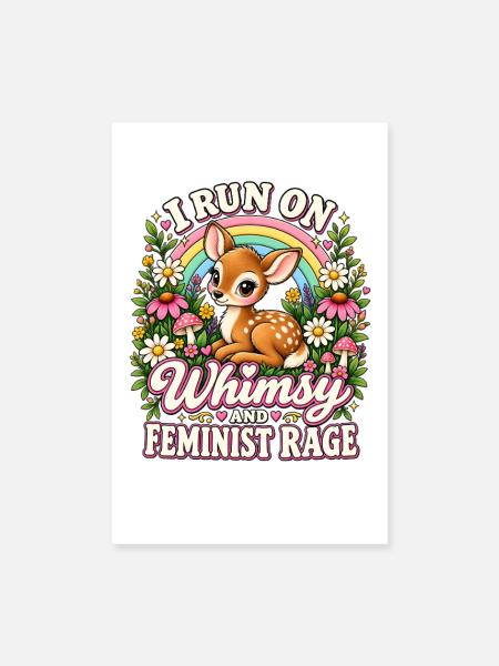I Run On Whimsy And Feminist Rage - Poster 20x30 cm - Weiß - Vorne