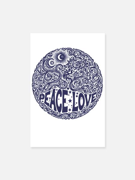 Hippie-Musik Psychedelisch Frieden Liebe Rave Goa Trance - Poster 20x30 cm - Weiß - Vorne