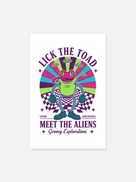 Trippy Goa Trance Leck Die Kröte Tripel Die Außerirdischen Tribut - Poster 20x30 cm - Weiß - Vorne