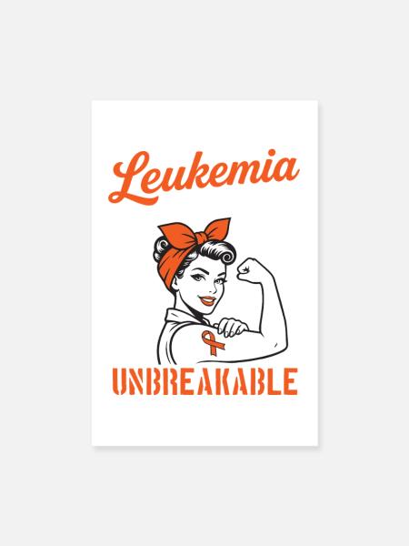 Leukämie-Krieger Unzerbrechlich – Orangefarbenes Band - Poster 20x30 cm - Weiß