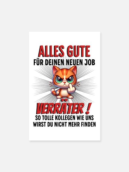 Katze Kollegen Abschied - Poster 20x30 cm - Weiß