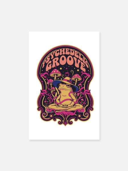 trippiges Festival Groove Hippie Frosch Rave - Poster 20x30 cm - Weiß - Vorne