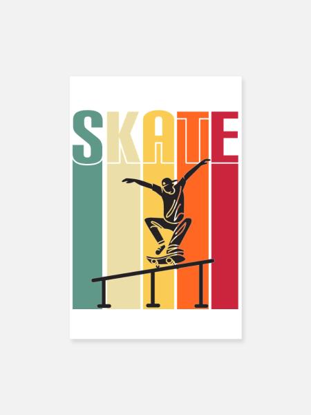 skateboard skaten skate sport fahren skaten - Poster 20x30 cm - Weiß - Vorne