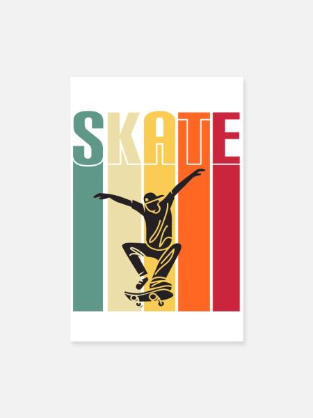 skateboard skaten skate sport fahren skaten - Poster 20x30 cm - Weiß - Vorne