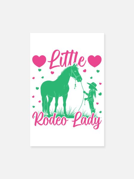 Western Rider Little Rodeo Lady Cowgirls Rodeo - Poster 20x30 cm - Weiß - Vorne