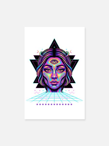 Trippy Festival Hippie Rave Techno Vision - Poster 20x30 cm - Weiß - Vorne