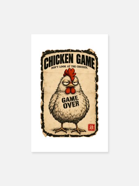  Chicken Game Don’t Look at the Chicken  - Poster 20x30 cm - Weiß - Vorne