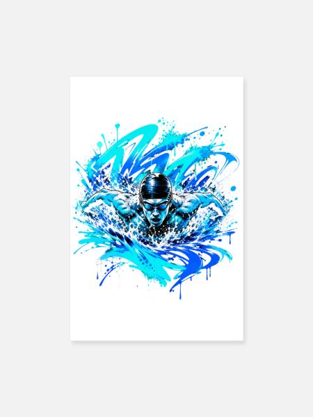 Schwimmen  - Poster 20x30 cm - Weiß - Vorne