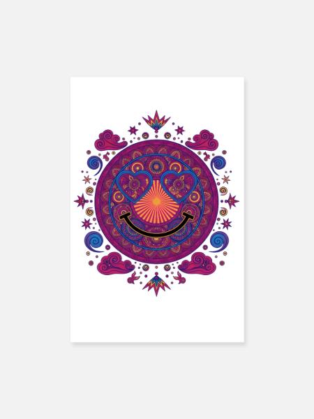 Psychedelisches Festival-Hippie-Rave-Techno - Poster 20x30 cm - Weiß - Vorne