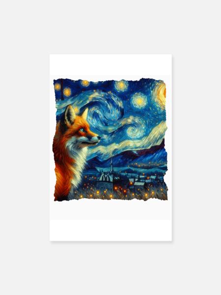 Rotfuchs Fuchs Starry Night - Poster 20x30 cm - Weiß - Vorne