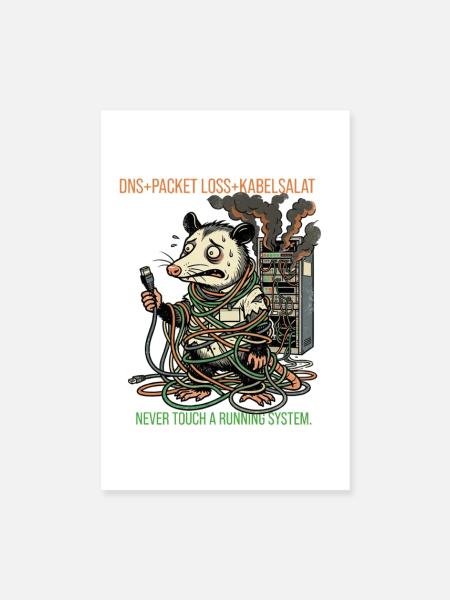 Sysadmin T-Shirt Server Kabelsalat IT Admin - Poster 20x30 cm - Weiß - Vorne