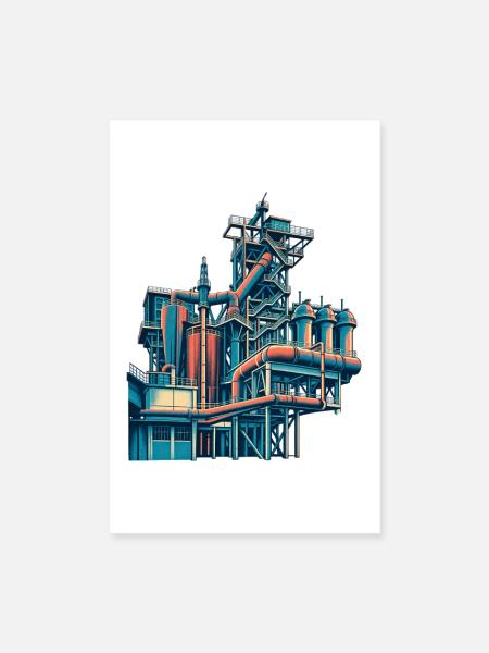 Landschaftspark Duisburg Retro - Poster 20x30 cm - Weiß
