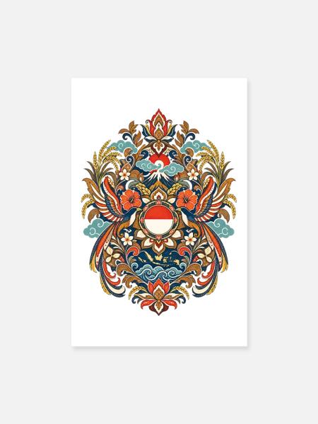 Indonesien | Inseln, Vulkan & Reis - Poster 20x30 cm - Weiß - Vorne