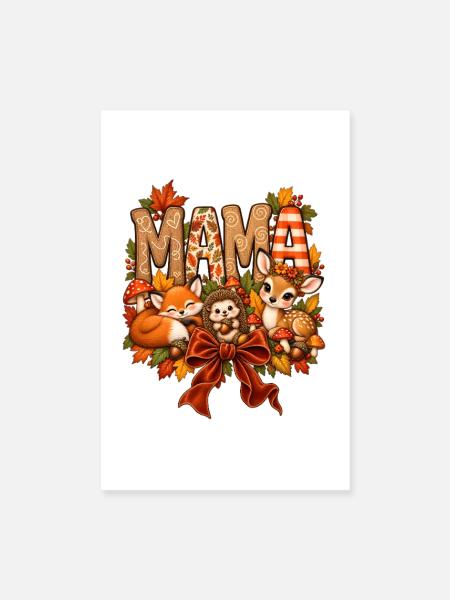 Schlafende Waldtiere Mama - Poster 20x30 cm - Weiß - Vorne
