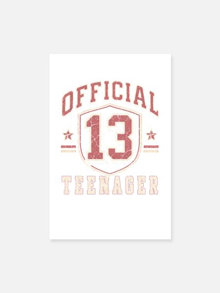 13. Geburtstag Offiziell Teenager Jungen Mädchen - Poster 20x30 cm - Weiß - Vorne