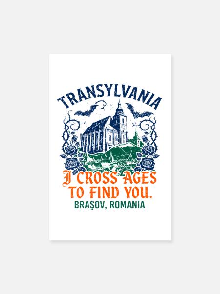 Romantic Transylvania Gothic Typography Brașov - Poster 20x30 cm - Weiß - Vorne