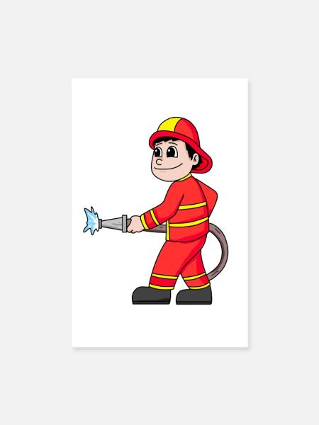 Feuerwehr Junge - Poster 20x30 cm - Weiß - Vorne