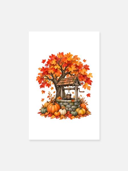 Der Herbst ist mein Lieblingswunschbrunnen - Poster 20x30 cm - Weiß