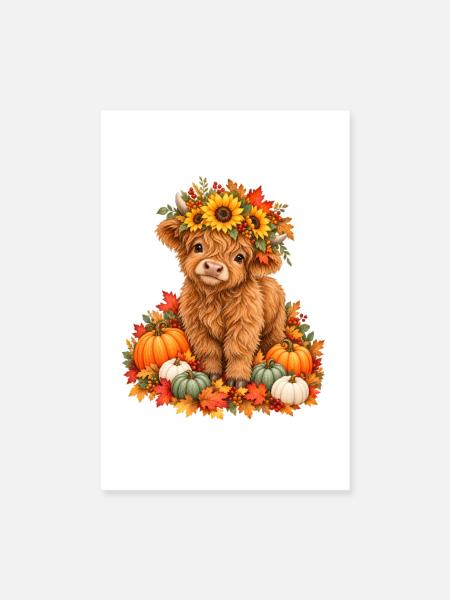 Der Herbst ist meine Lieblings-Highland-Kuh - Poster 20x30 cm - Weiß