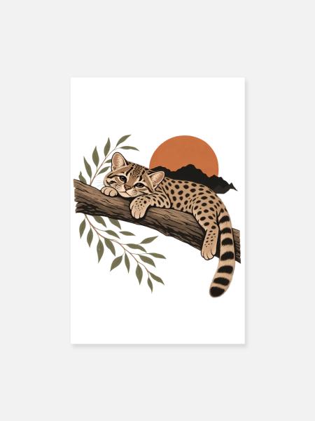  Leopardus Tilcayo Gefleckter Süßer Wilder - Poster 20x30 cm - Weiß - Vorne