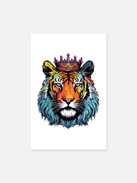 Tiger Krone - Poster 20x30 cm - Weiß - Vorne
