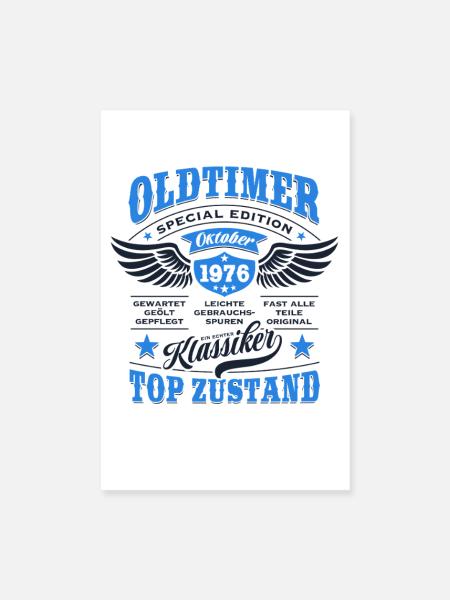 Oldtimer Oktober 1976 - Geburtstag - Geschenk - Poster 20x30 cm - Weiß - Vorne