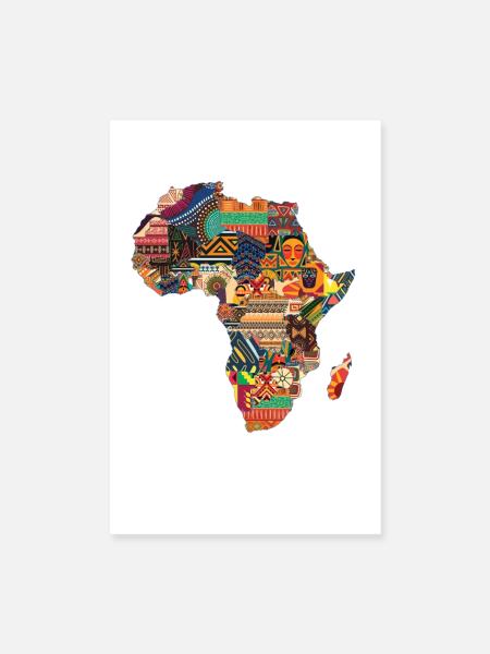 Afrika Karte Reise Backpacker Touristen Souvenir  - Poster 20x30 cm - Weiß - Vorne