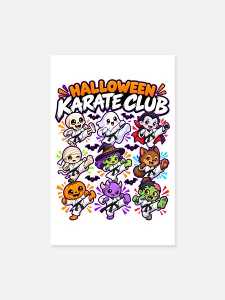 Halloween Karate Club Crew - Poster 20x30 cm - Weiß - Vorne