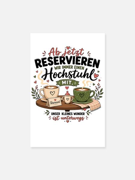 Babyankündigung Schwangerschaftsverkündung Eltern - Poster 20x30 cm - Weiß - Vorne