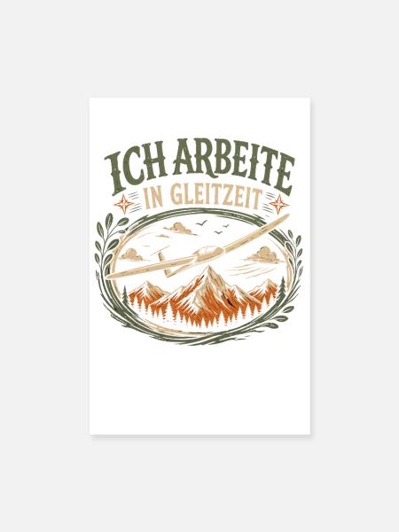 Arbeite in Gleitzeit Segelflieger - Poster 20x30 cm - Weiß - Vorne