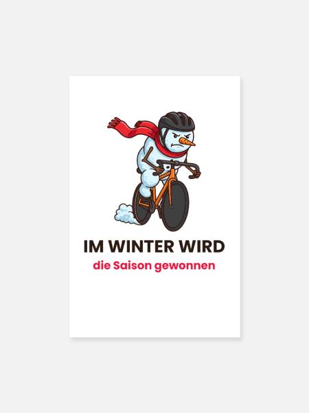 Schneemann Rennrad Wintertraining - Poster 20x30 cm - Weiß