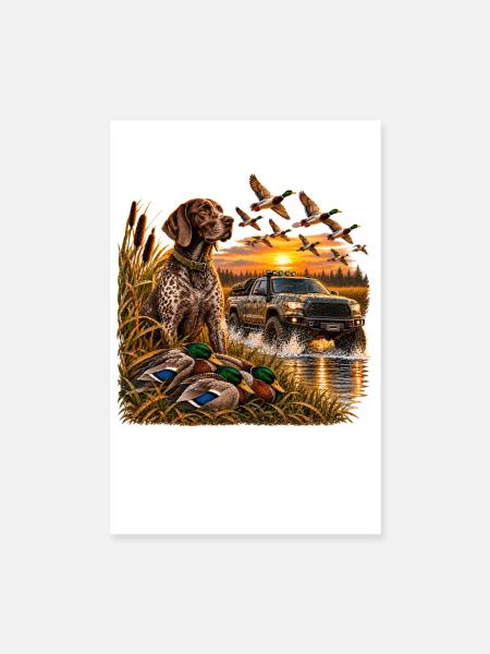 Vintage Hunting Truck Duck Hunting Dog Rustic Outd - Poster 20x30 cm - Weiß - Vorne