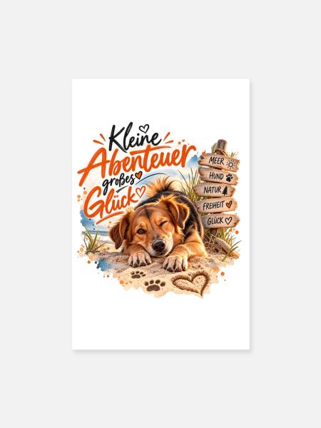 Kleine Abenteuer Großes Glück - Poster 20x30 cm - Weiß - Vorne