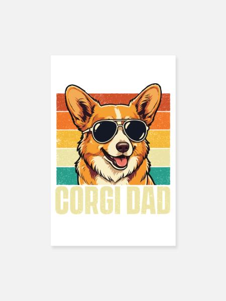 Corgi-Vater – Walisischer Corgi-Hundeliebhaber Corgi-Vater - Poster 20x30 cm - Weiß - Vorne