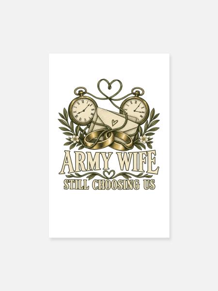 Armee Ehefrau Militär Ehefrau Einsatz - Poster 20x30 cm - Weiß - Vorne