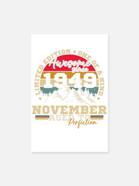 November 1949 Vintage-Retro-Geburtstag - Poster 20x30 cm - Weiß - Vorne