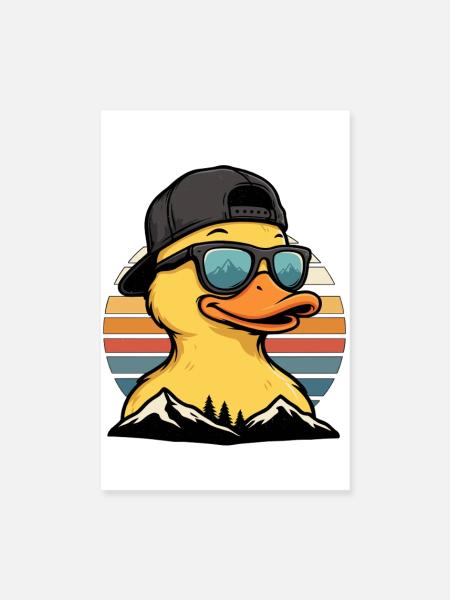 Retro Entenmotiv mit Sonnenbrille - Poster 20x30 cm - Weiß - Vorne