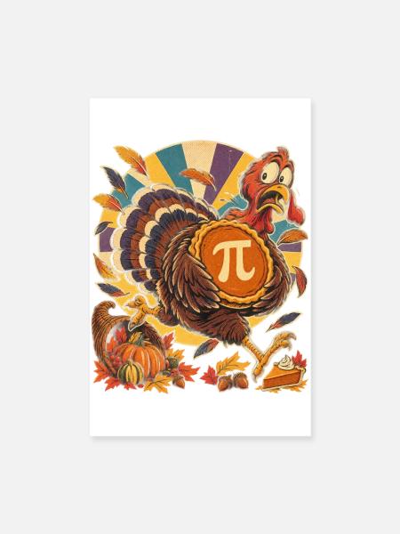 Thanksgiving-Truthahn mit Kürbis-Pi für Mathefans - Poster 20x30 cm - Weiß - Vorne